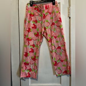 Ankle length Lilly Pulitzer pink and green pants, size 6